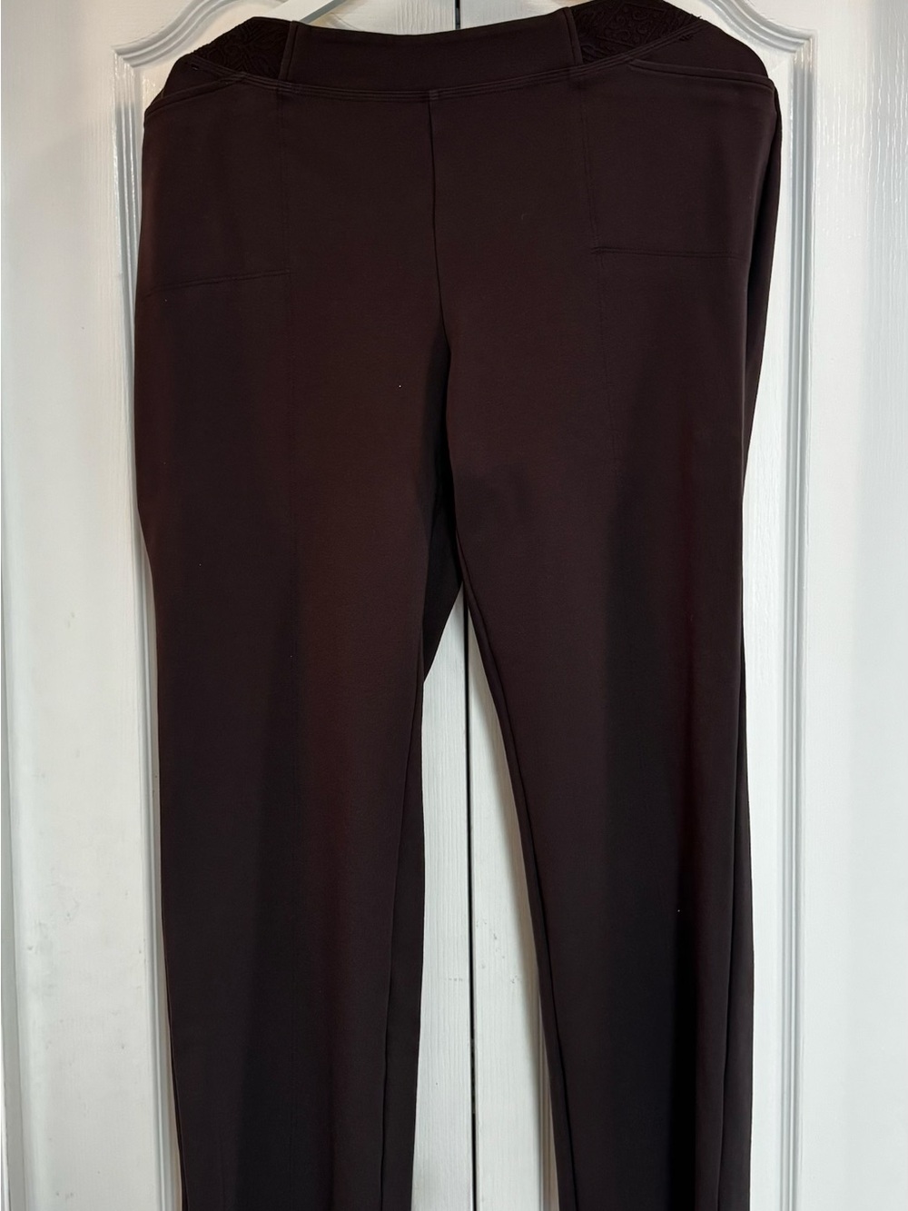 Blue Sky Women's Dark Brown Straight Leg Trousers